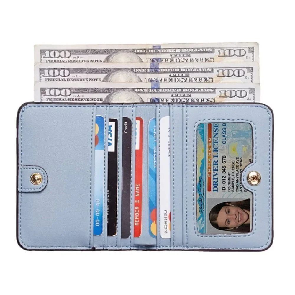 Light Blue Leather Compact Wallet - Picture 2 of 5